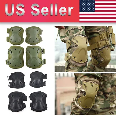 Tactical Military Army Elbow & Knee Pads Airsoft Paintball Sports Protection US • $10.99