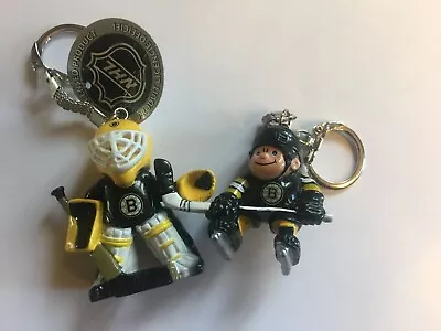 Pair Of J.F. Sports Lil' Brat Hockey Player Key Chains -  Boston Bruins • $8.95