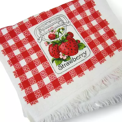 Vintage 70s Kitchen Towel Strawberries Fruit Terrycloth Made USA KMart NOS • $14.99