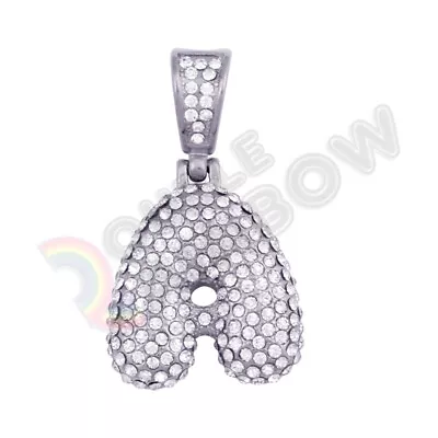 $12.99 • Buy Bubble Men Stainless Steel Letter A To Z Alphabet CZ Pendant Hip Hop