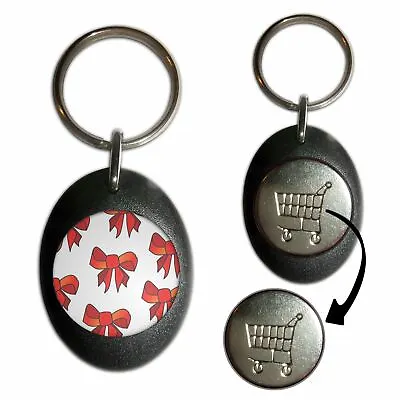 £4.49 • Buy Bow Pattern - Plastic Shopping Trolley Coin Key Ring Colour Choice New