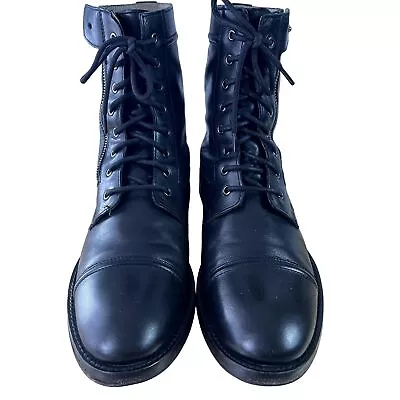 Black Tag By Zara Man Combat Service Tactical  Cap Toe Side Zip Lace Up Boots • $44.96