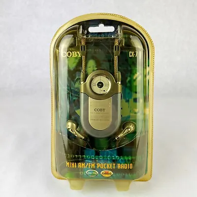 COBY CX-7 Mini AM/FM Pocket Portable Radio W/ Neck Strap Blue Built-in Belt NEW • $7.95