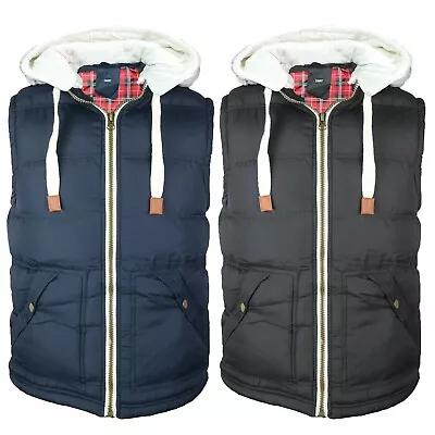 Mens Body Warmer Gilet Hoodie Hooded Contrast Hood Sleeveless Jacket New S - XXL • $24.89