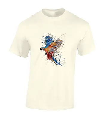 Paint Splash Parrot Mens T Shirt Cute Animal Lover Design Casual Holiday Top • £8.99