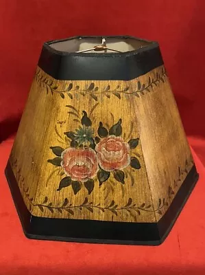 Vintage MCM Lamp Shade Paper Canvas Painted Peonies 11”x 8” • $45