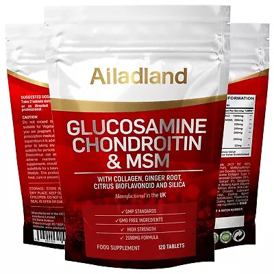 Glucosamine And Chondroitin MSM Collagen Ginger Bioflavonoids 2098mg Tablets UK • £15.60