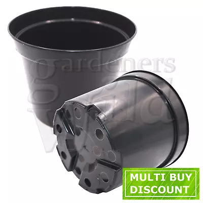 1L PLANT POTS 13cm Round Black Plastic Flower Pot 1 Litre Polypropylene QUALITY • £4.71