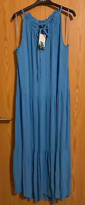 Marks And Spencer Blue Camisole Long Beach Dress UK 16 Regular Loose Casual.BNWT • £16