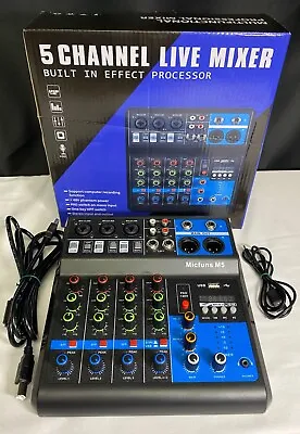 Micfuns M5 F-5A Black Blue 5 Channel Professional Mixer Mini Audio Mixer • $35.99