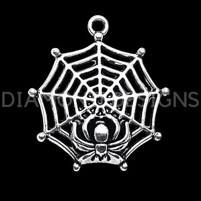 £2.59 • Buy 10 Pcs - 30mm Tibetan Silver Spider 's Web Halloween Charms Spider Gothic C294