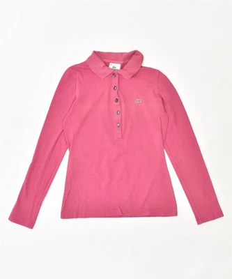 £18 • Buy LACOSTE Womens Long Sleeve Polo Shirt Size 36 Small Pink Cotton HQ01