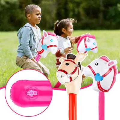Inflatable Horse Head Stick Ride-on Toy Kids Horse Riding Game Outdoor Play UK| • £4.07