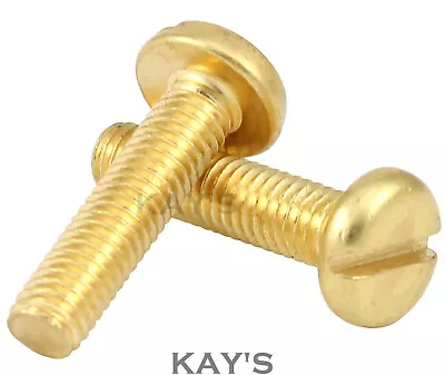 Solid Brass Slotted Pan Head Machine Screws Slot Drive Bolts M3 M4 M5 M6 Din 85 • £3.17