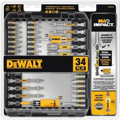 DeWALT Max Impact 34 PC SCREWDRIVER BIT SET Magnetic Screw Holder Driver Nut  • $45