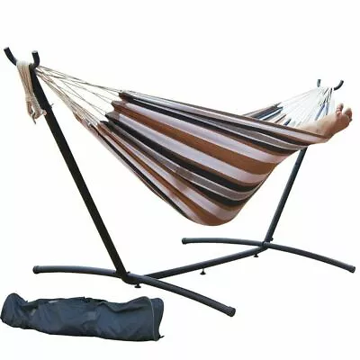 Double Hammock With Space Saving Steel Stand Waterproof Carrying Bag  2 Person  • $64.99