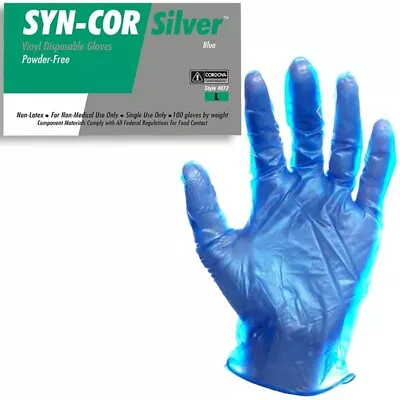 1000PCS  Basic Blue Vinyl Syn-Cor Exam Gloves  L-Size • $25