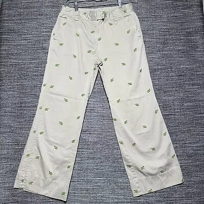 J. Crew Pants Sz 4 X 24” Khaki Beige Chinos Embroidered Green Turtles Euc • $15