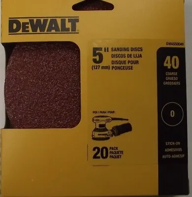 Dewalt DWAS50040 5  X 40 Grit Sanding Discs No Hole PSA 20Pack • $4.25