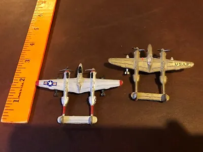 2 Lockheed P-38 Lightning Fighter Bombers Aircraft Diecast Dyna-Flites #A109  • $10