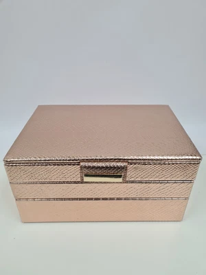 £19.99 • Buy Stacking Jewellery Box 3 Tire Removable Sections Faux Snake Skin Rose Gold