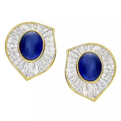 Harry Winston Sapphire Diamond Yellow Gold Vintage Cufflinks 18k • $90000