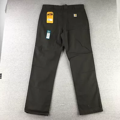 Carhartt Pants Mens 38x34 Rugged Flex Canvas Flannel Lined Utility BN3342 • $38.79