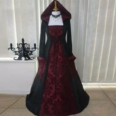 Vintage Women's Victorian Medieval Dress Renaissance Gothic Dress Costume Hooded • $30.35