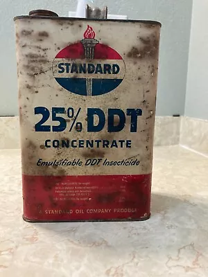 Vintage Standard Oil 25% DDT Concentrate Metal Gallon Can W/ Lid (Empty) Gas Oil • $19.54