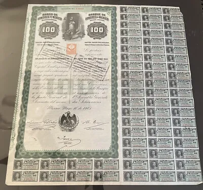 1905 Mexico $100 Loan Bond Banco De Londres • $249