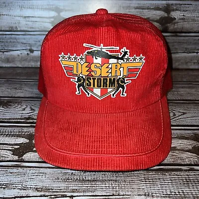 Desert Storm Cordurory And Mesh Hat Cap Trucker Snap Back Vintage • $12.55