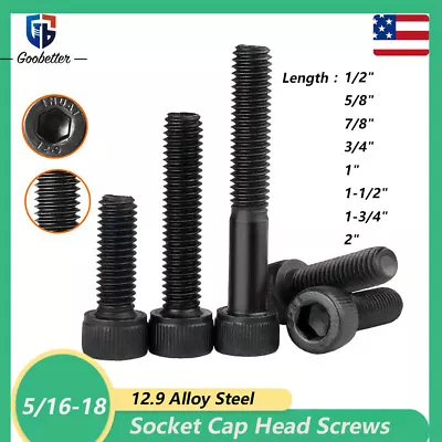 5/16-18 Socket Cap Head Screw 12.9 Alloy Steel Black Oxide Hex Allen Bolt DIN912 • $7.25