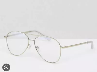 $45 • Buy Quay Australia Sunglasses Still Standing Blue Light Aviators Like New Gold/Clear