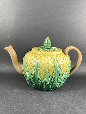 Vintage English Majolica Pottery Pineapple Hand Painted Teapot As Is • $54