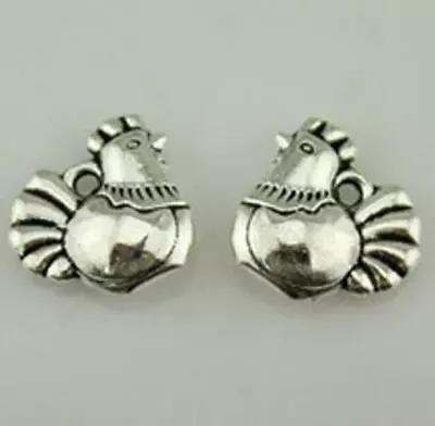 £2.49 • Buy 10 CHICKEN / HEN Party CHARMS PENDANTS BRIGHT TIBETAN SILVER 3D 13mm C59