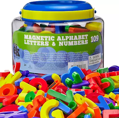 ABC Magnets - 109 Magnetic Alphabet Letters & Numbers With Take Along Bucket • $25.40