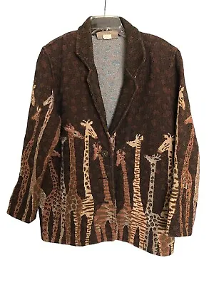 Painted Pony Women’s  Giraffe Tapestry Jacket Brown Vintage Size Medium USA • $34.99