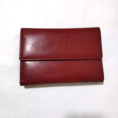 Cartier Trifold Wallet Birthday Red Bordeaux Button Type Logo #5784P • $49.69