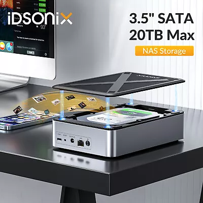 IDsonix 3.5 SATA HDD/SSD NAS (Network-Attached Storage) Enclosure Quad Core 20TB • £86.99