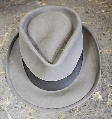 Vintage Royal Stetson  Hat Mens Sz 6 7/8 Gray Black Felt • $10