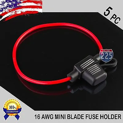 5 Pack 18 Gauge APM / ATM MINI Blade Inline Fuse Holder Car Truck Marine Boat US • $8.45