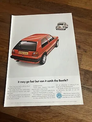 Original 1988 VW Golf GTi Mk2 Mag Advert Poster Frame Ready Wall Art Man Cave • $12.37