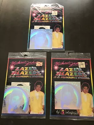 Set Of 3 Vintage 1984 MICHAEL JACKSON Lazer Blazer 3-D Holographic Sticker • $10