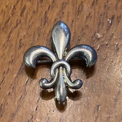 Antique Watch Holder Brooch Sterling Silver Fleur De Lis II • $29.99