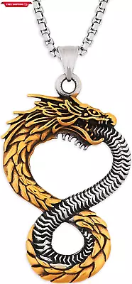 Ouroboros Dragon Pendant Necklace Dragon Jewelry Gift For Men • $19.88