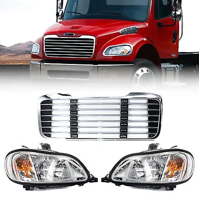 Freightliner M2 M-2 100 106 112 Headlight 2002-2018 Pair With Chrome Grille • $314.99