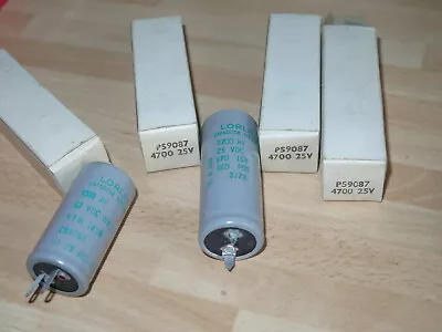 Lorlin Electrolytic Capacitor 4700uF 25V X 3 & 1000uF 63V X 1 New Old Stock • £7.99