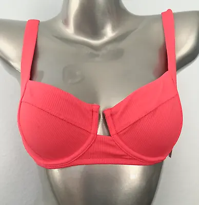 Victorias Secret Nwt Full Coverage Coral Blaze Rib Unlined  Bikini Swim Top • $22.99