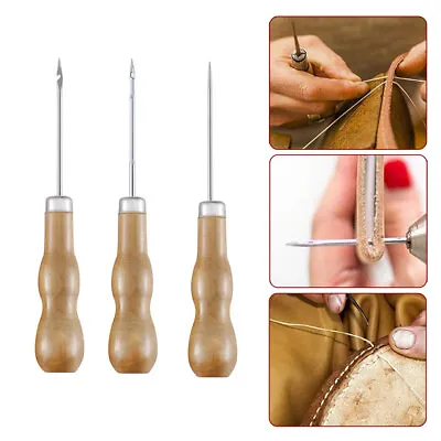 3X Leather Sewing Awl Tools Shoes Repair Hole Maker DIY Craft Stitch Needle Cone • $3.90