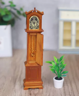 1:12 Scale Dollhouse Miniature Grandfather Floor Clock Wooden Hall Furniture  • $12.28